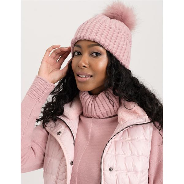 Tuque femme pompon fourrure sale