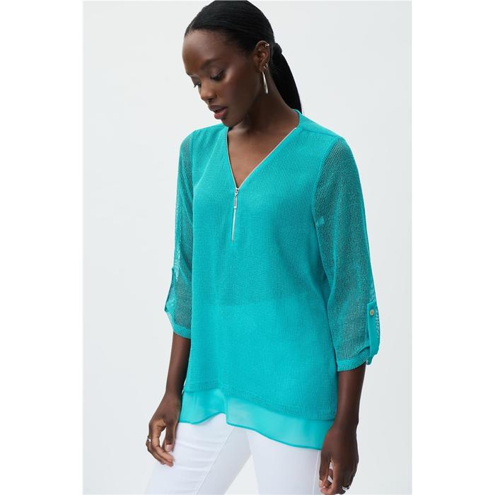 Joseph Ribkoff Chandail filet Turquoise 8 Creations Chantal