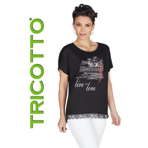 Tricotto T shirt Love avec dentelle Noir L SS23 Cr ations Chantal