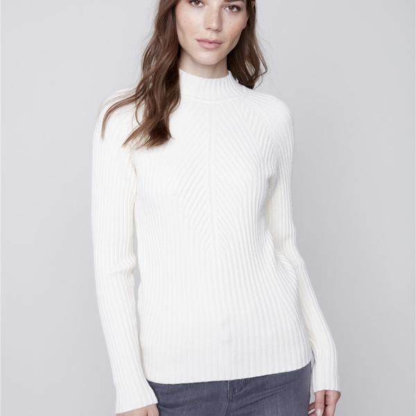 Pull côtelé avec col montant