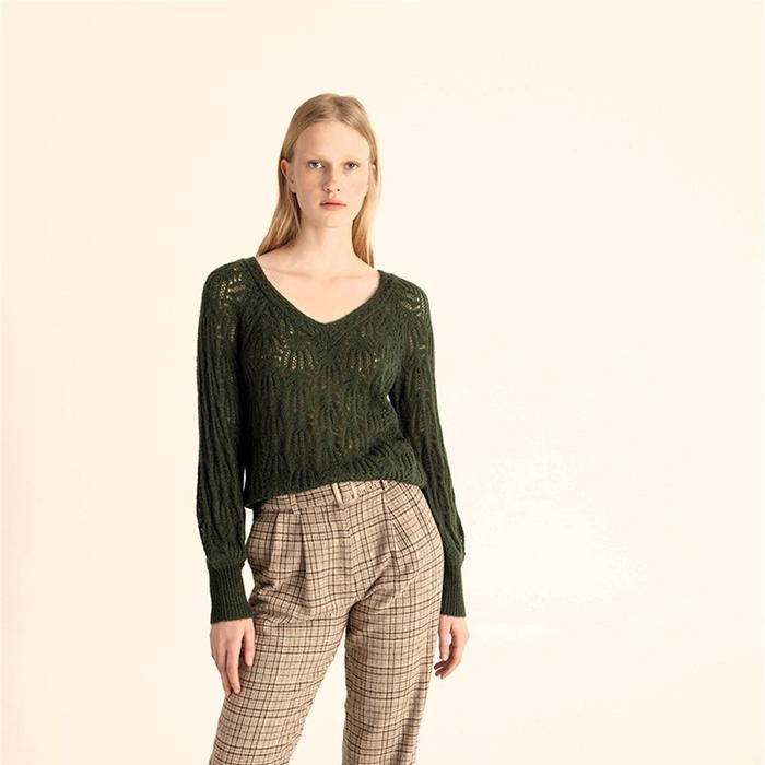 Marina V Chandail tricot ajour Vert For t L FW23 Cr ations