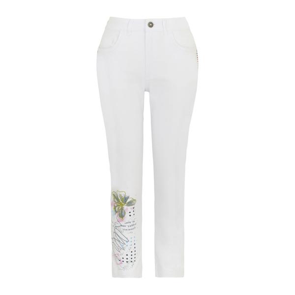 Jeans avec imprimé à jambe droite