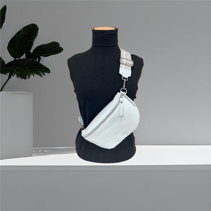 Sac bandouli?�re cuir v?�ritable Blanc O/S SS24 | Cr?�ations Chantal