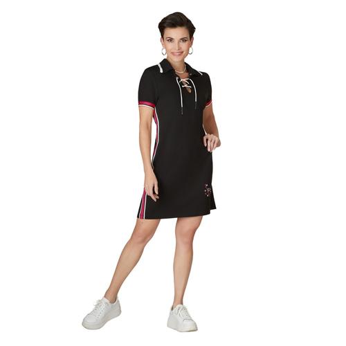 Tricotto - Robe Polo avec lacet au col Noir/Rose Xxl SS24 | Cr?�ations Chantal