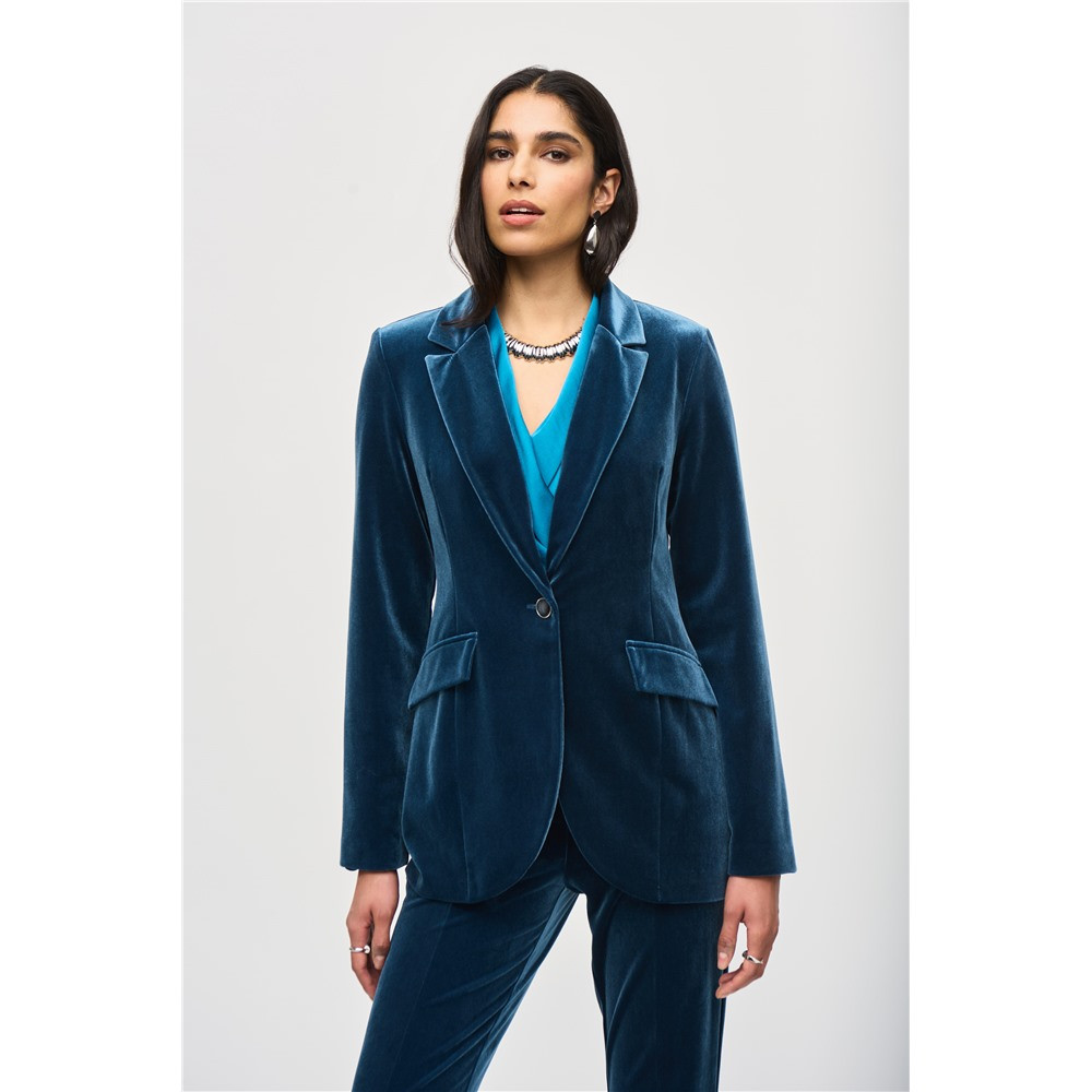 Pull Femme Joseph Ribkoff Taille 10 - Bleu, Encolure V, Manches Courtes, Ligne A - Polyester