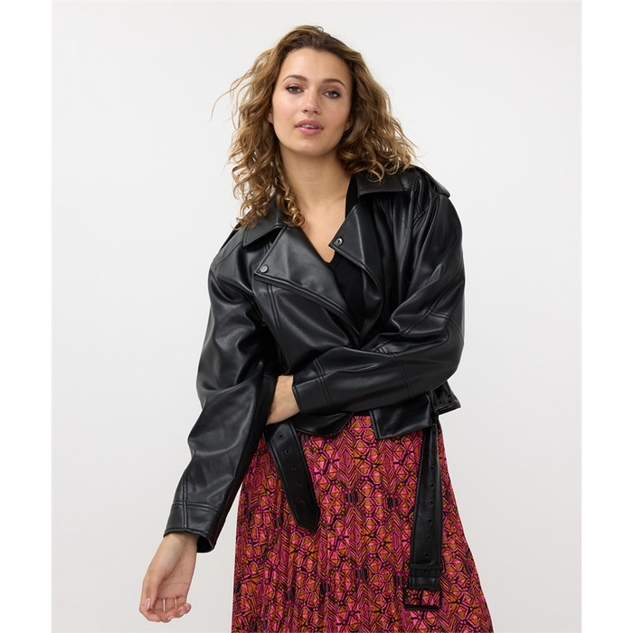 Veste Style Biker En Simili Cuir Noir H&M - Taille 10 - Occasion Très Bon état - Coupe Regular