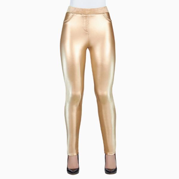 Tricotto Pantalon en cuir vegan Or FW24 Créations Chantal