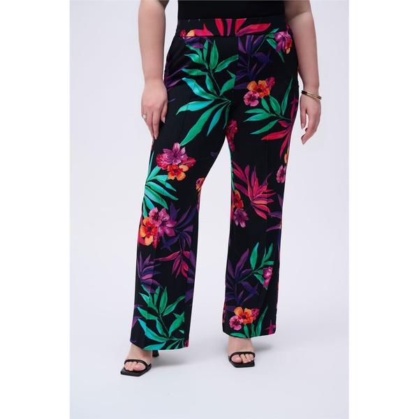 Pantalon à jambe large à imprimé tropical