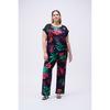 Pantalon à jambe large à imprimé tropical