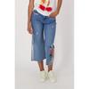 Capri en jean avec fleur