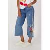 Capri en jean avec fleur