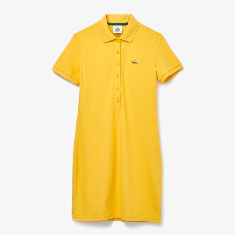 LIVE Stretch Cotton Pique Polo Dress 36 Yellow M2 Boutiques