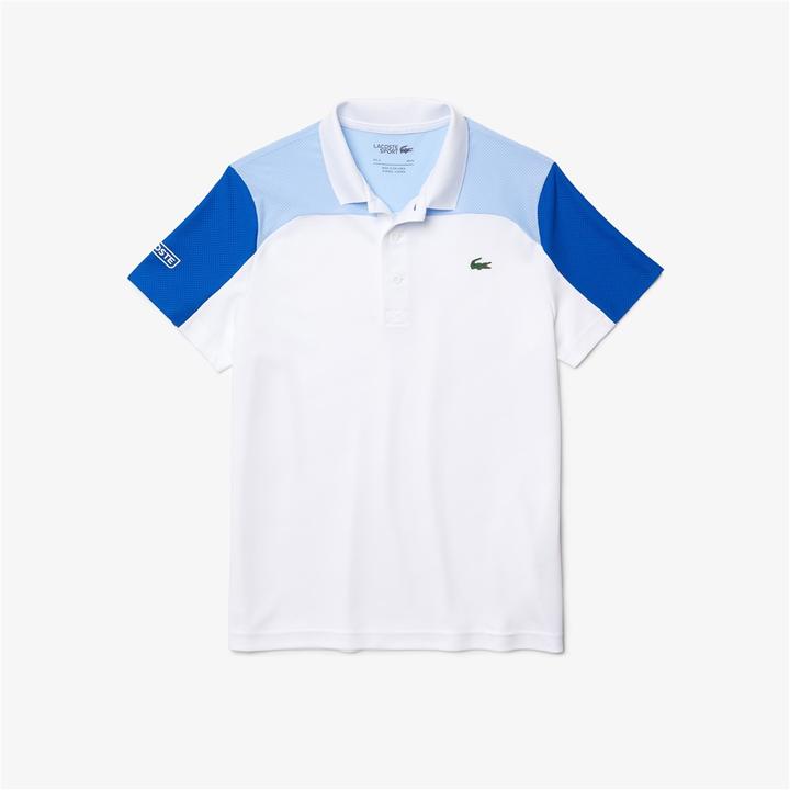 SPORT Breathable Colourblock Tennis Polo Shirt XL White Blue M2 Boutiques