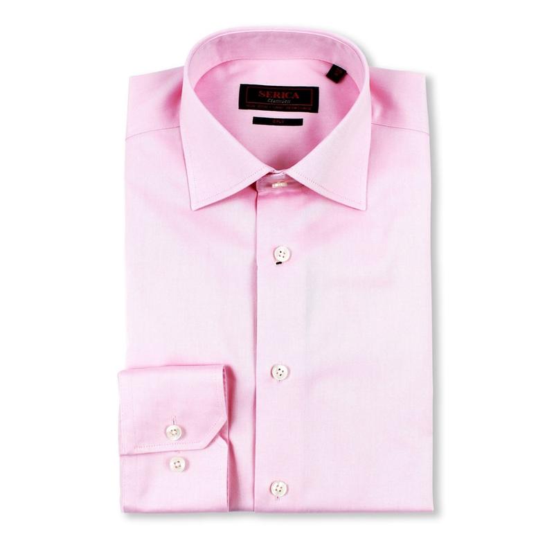 Mens pink dress shirt with 2024 white collar