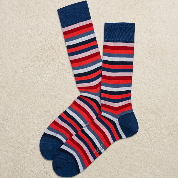 Chaussettes Rayees TAILLE UNIQUE Bleu Rouge M2 Boutiques