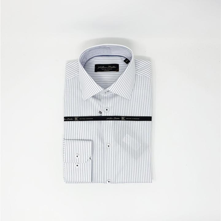 Mens black and white striped best sale dress shirt