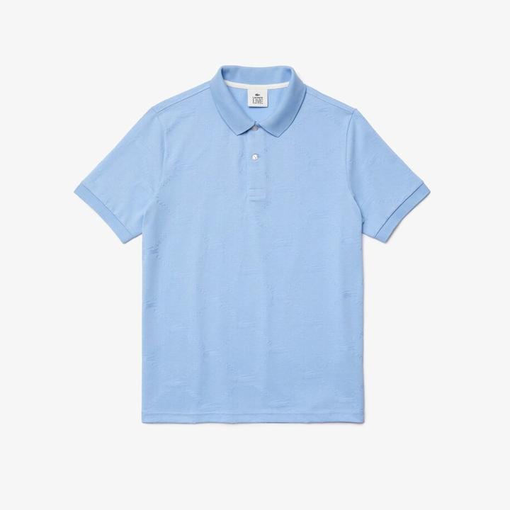 LIVE Monogram Patterned Polo Shirt S Light Blue Regular M2 Boutiques