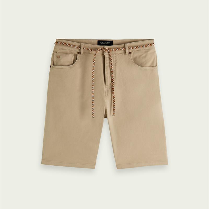 Garment-dyed 5-pocket twill short 30 Beige | M2 Boutiques