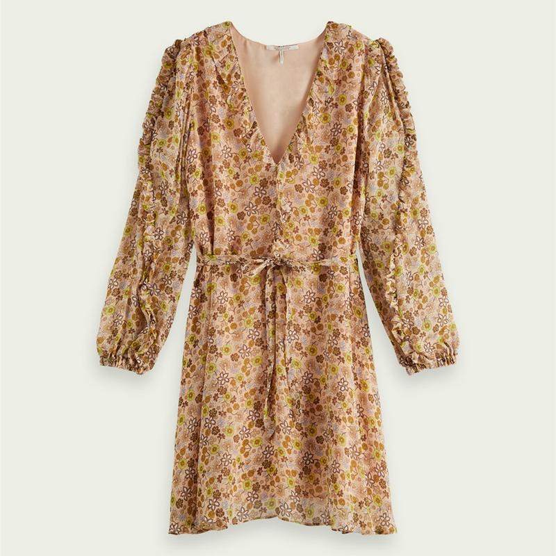 Peach v 2025 neck dress