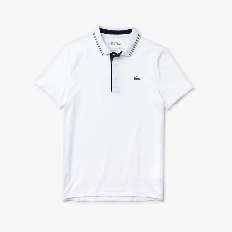 Men's Lacoste SPORT Signature Breathable Golf Polo Shirt L White