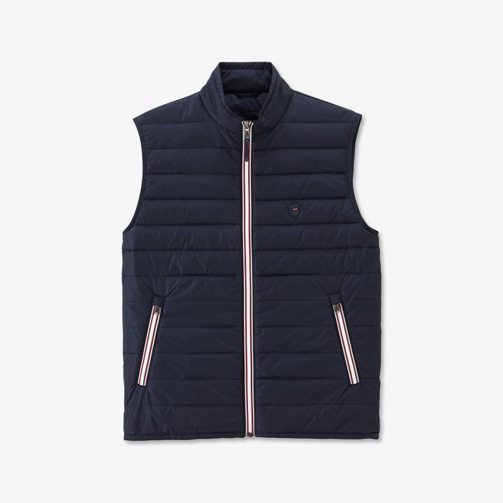 Navy on sale sleeveless jacket