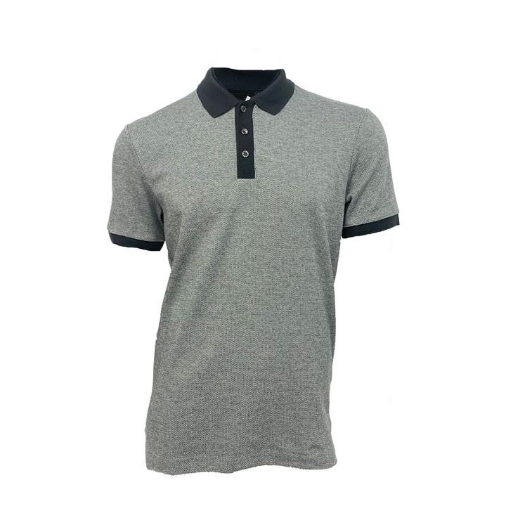 Micro patterned Parlay 121 cotton polo shirt with contrast accents L Grey Black M2 Boutiques