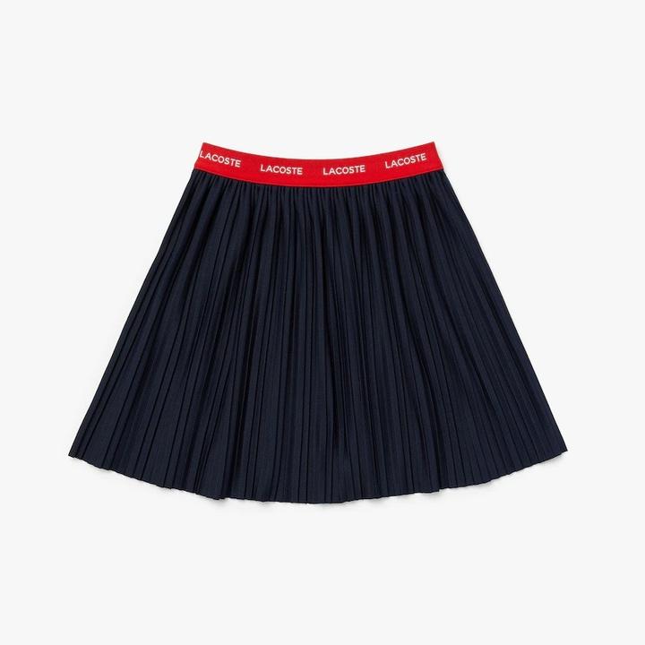 Girls' Contrast Waistband Pleated Knit Skirt 2ANS Navy