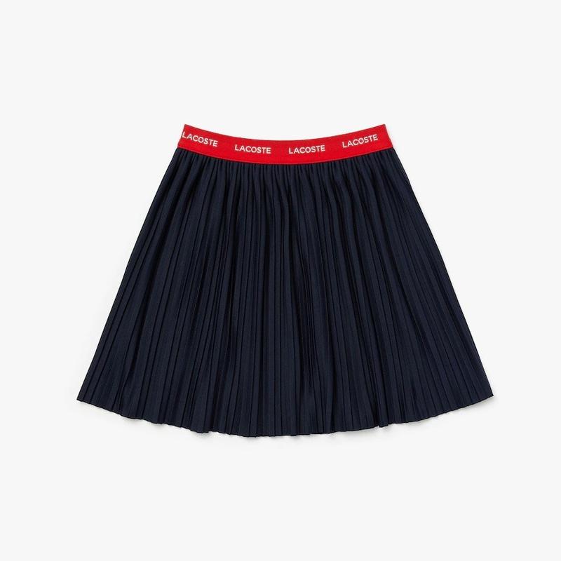 Girls' Contrast Waistband Pleated Knit Skirt 2ANS Navy