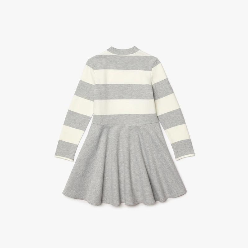 Girls' Striped Knit Sweater dress 8ANS Grey Slim Turtle Neck | M2