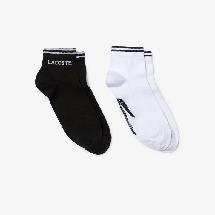 Lot de 2 paires de chaussettes Lacoste SPORT en coton avec logo X LARGE Blanc Noir M2 Boutiques