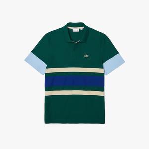 Polo Lacoste H ritage en piqu de coton color block XL meraude