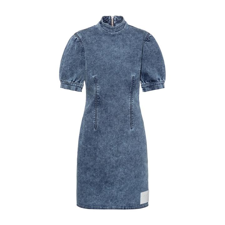 Puff Sleeve Denim Dress in Lavender | VENUS