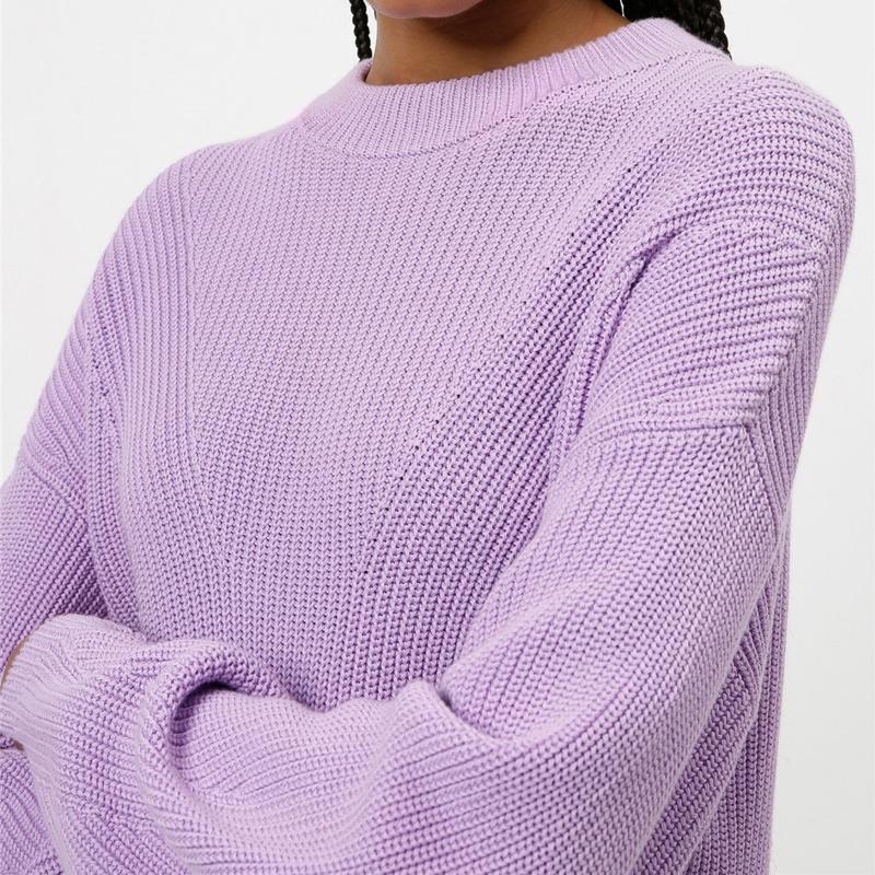 SHELIYA Organic-cotton mixed-knit sweater with logo patch S Lilac