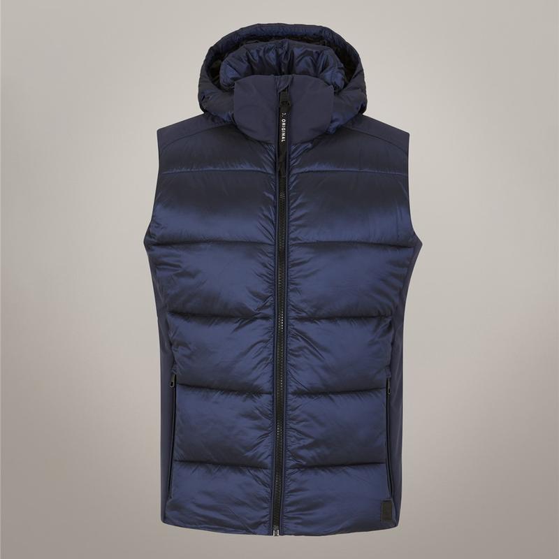 S.C. Fused quilted sleeveless jacket 42 Navy Regular Hooded