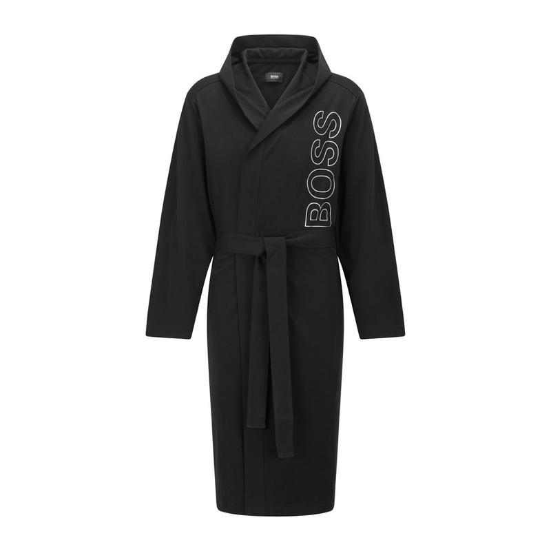 BOSS - Dressing gown in cotton jersey with foil-print logo