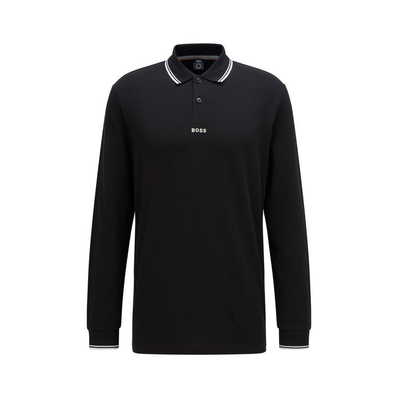 Long-sleeved PCHUPLONG polo shirt in cotton with logo print XXL Black  Regular