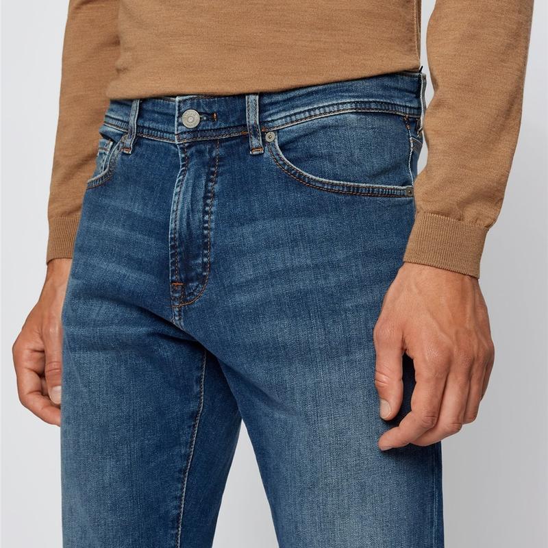 BOSS - High-waisted jeans in blue super-stretch denim