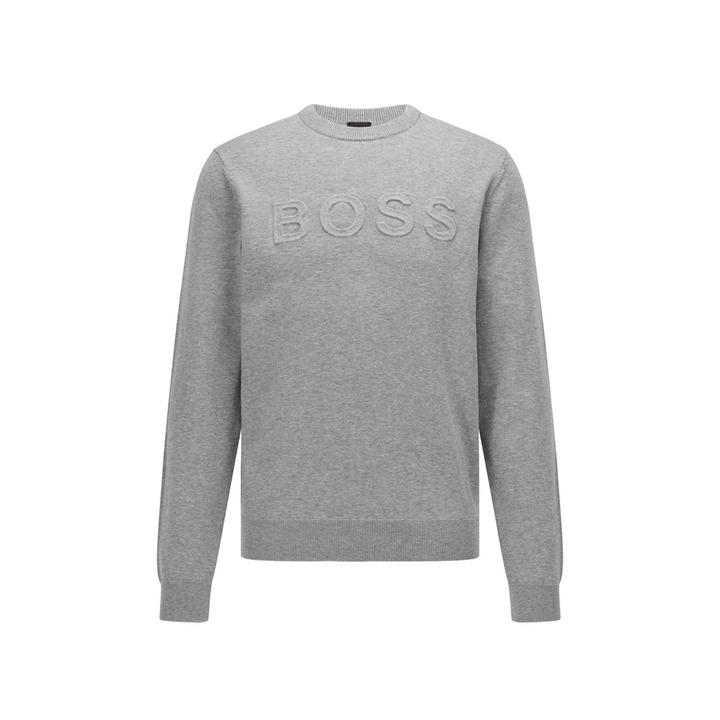 UBE SWEATER WITH EMBOSSED LOGO S Grey Regular Crew-Neck | M2 Boutiques