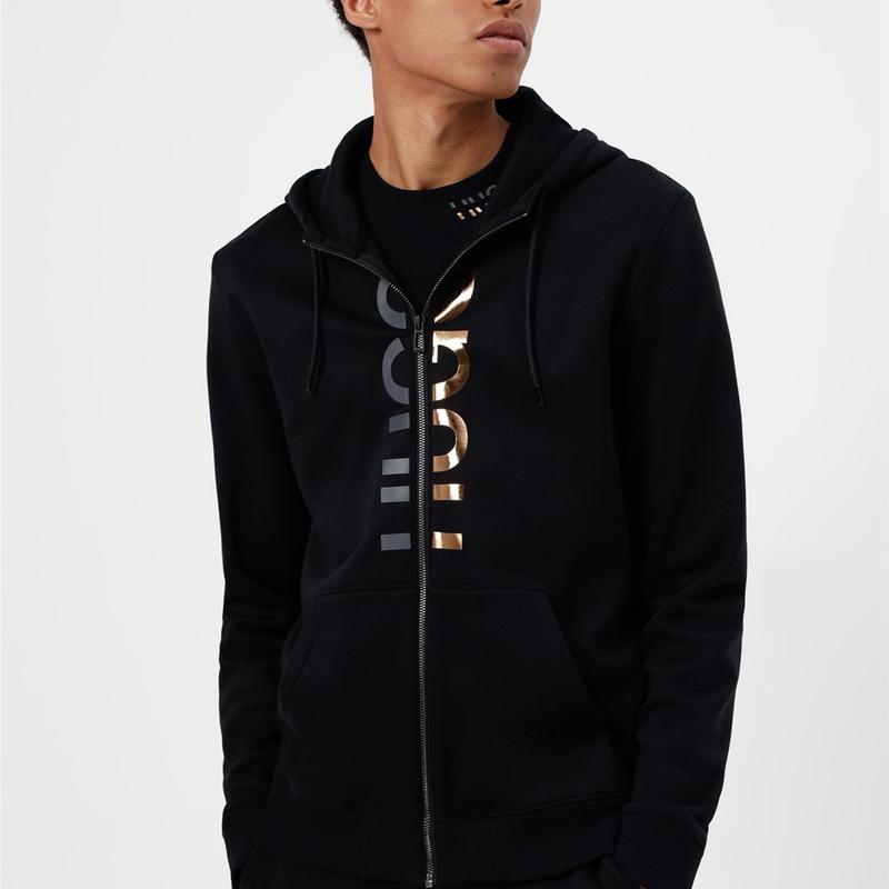 DELLAR SWEATSHIRT WITH SPLIT LOGO S Black Relaxed Hooded M2