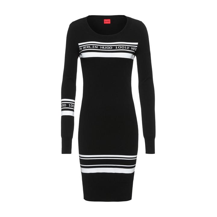 SUSHANETTA LONG-SLEEVED SWEATER DRESS WITH LOGO-CITY TAPE PRINT M