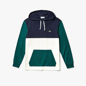 Men's Relaxed Fit Colorblock Hooded T-shirt L Navy/Green | M2 Boutiques