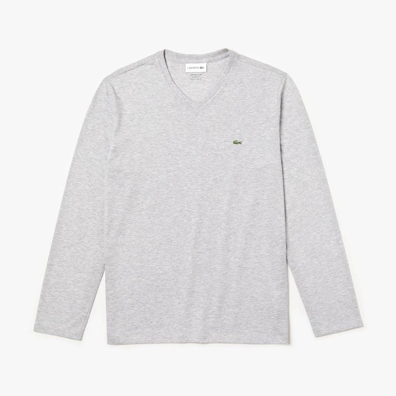 Lacoste long sleeve outlet v neck t shirt