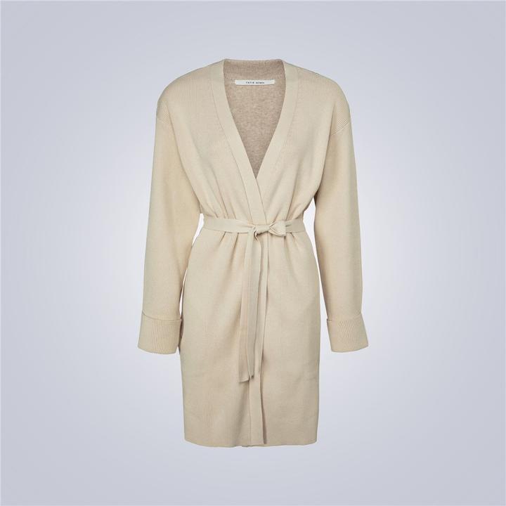 BELTED CARDIGAN L Beige V Neck M2 Boutiques