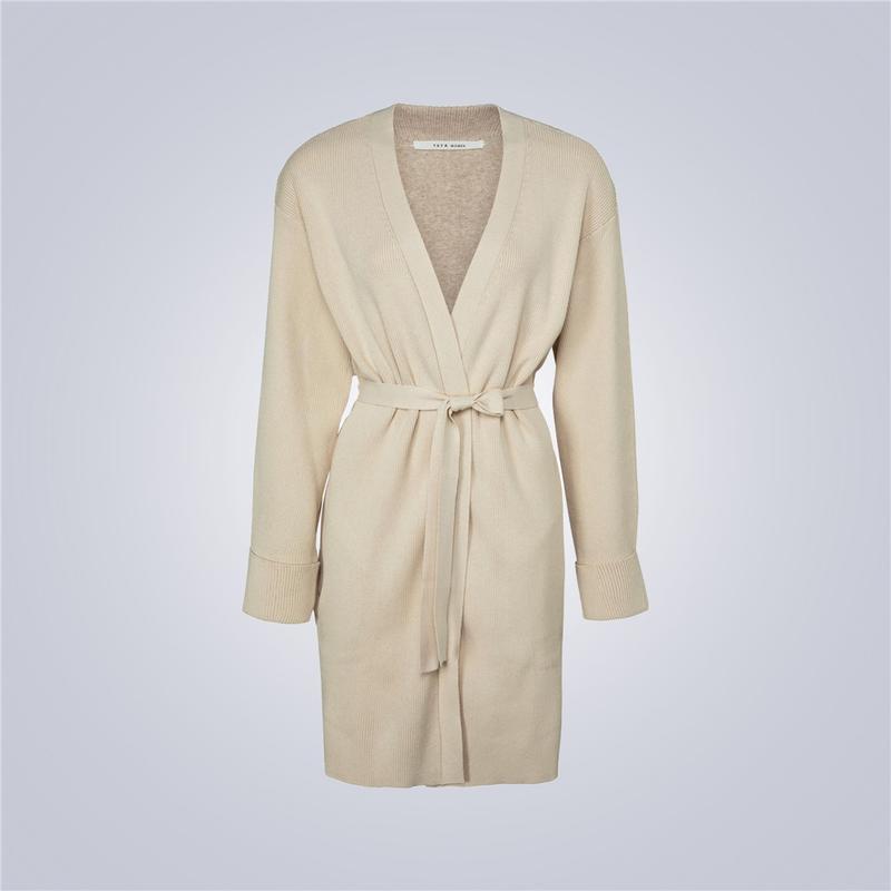 Beige belted outlet cardigan