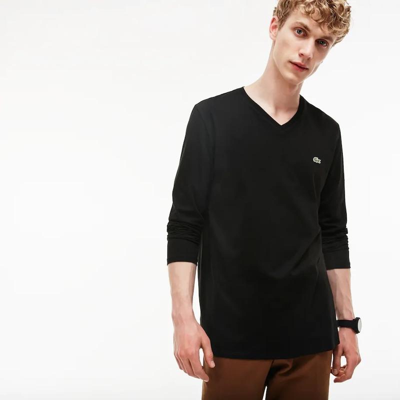 Lacoste black v outlet neck