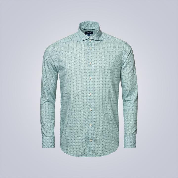 Green and white dress hot sale shirt