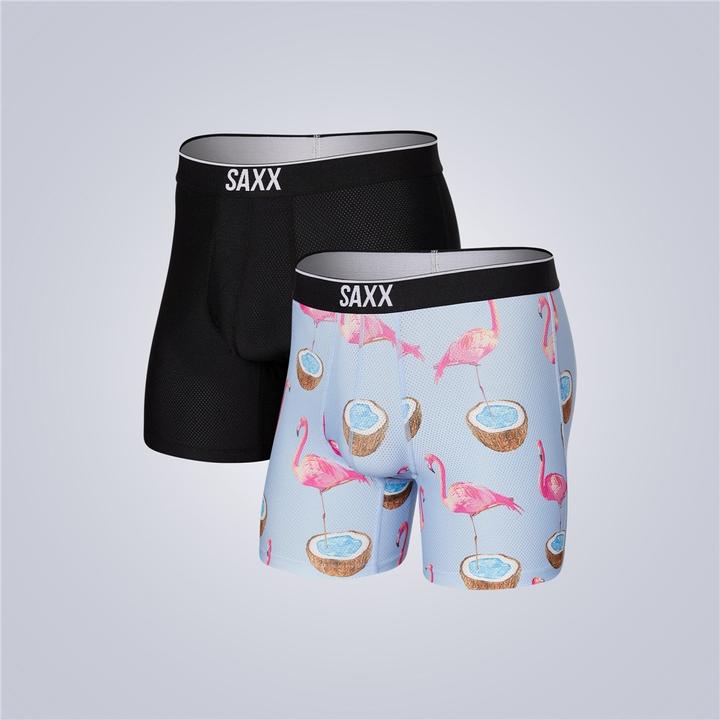 SAXX Volt 2 Pack Stretch Boxer Briefs - Men's Boxers in Flamingo Dream  Black