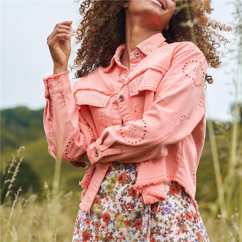 Coral denim deals jacket