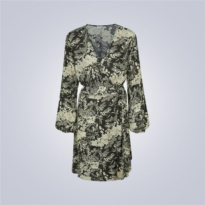 PRINTED WRAP DRESS 34 Dark Green M2 Boutiques