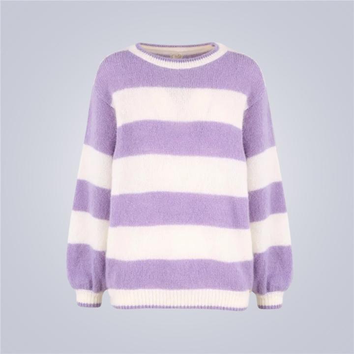 Alea Sweater 4ANS White/Lilac Crew-Neck